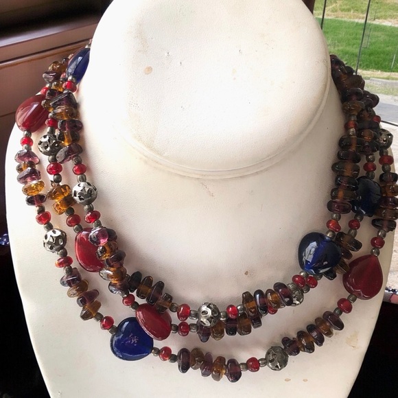 Vintage Boho Glass Heart Necklace - Picture 1 of 6